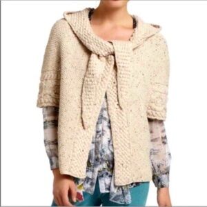 Anthropologie sweater cape with hood cream